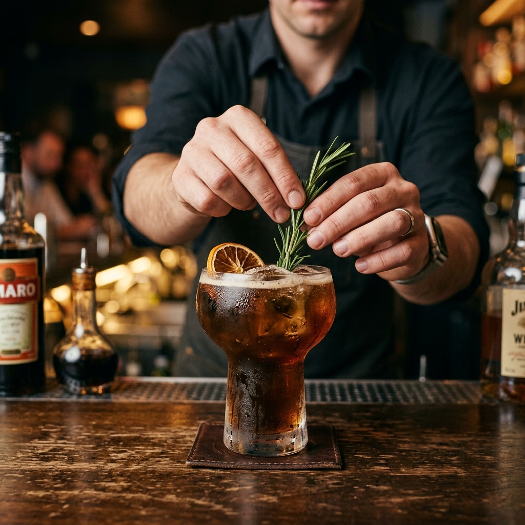 Professional bartending team crafting signature cocktails for private events
